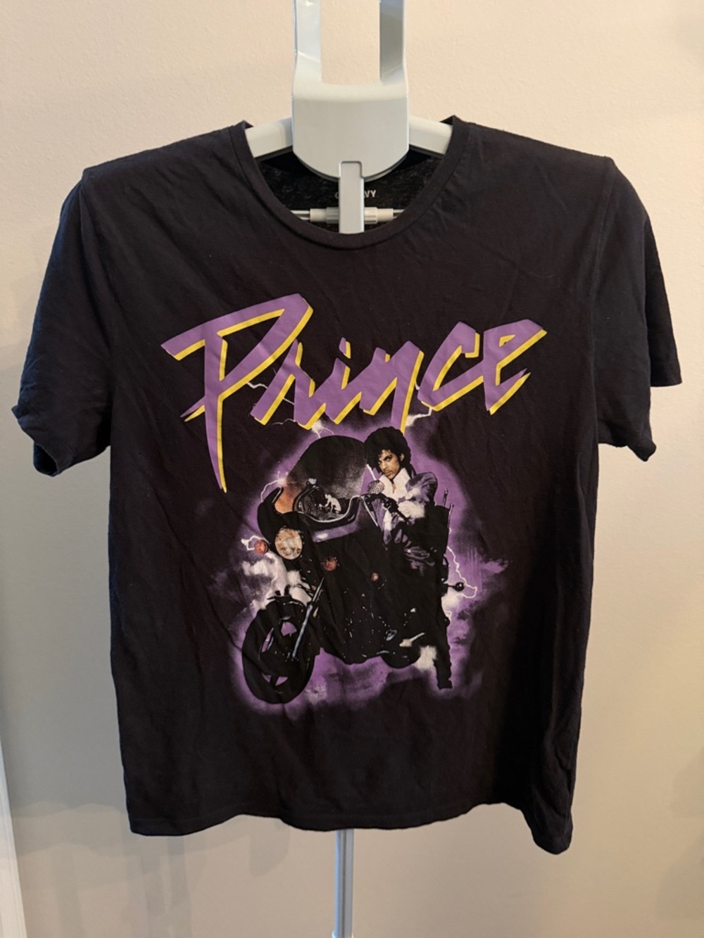 Old Navy Black Prince Graphic Short Sleeve Tee with Purple and Yellow Print